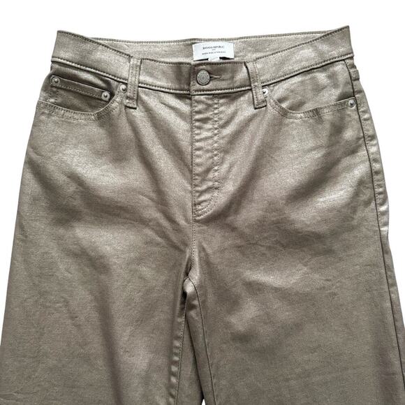 Banana Republic Pants Women 29 8 Petite Gold High Rise Straight Metallic Shimmer - Picture 4 of 15